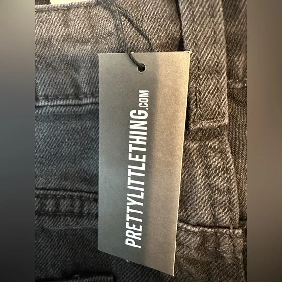 NWT PrettyLittleThing Washed Black Distressed Mom Jeans US Size 4 - Picture 13 of 16